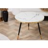 Luxusný okrúhly príručný stolík Aura Gold/Black 60cm biely mramor
