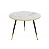 Luxusný okrúhly príručný stolík Aura Gold/Black 60cm biely mramor