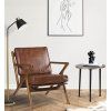 Elegantní křeslo pravá kůže teak