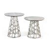 Designový set dvou stříbrných konferenčních stolků