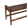 Stylová lavička Manhattan z teakového dřeva a pravé kůže