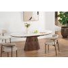 Luxusní rozkládací jídelní stůl Ulinia ořech a bílý mramor - keramika