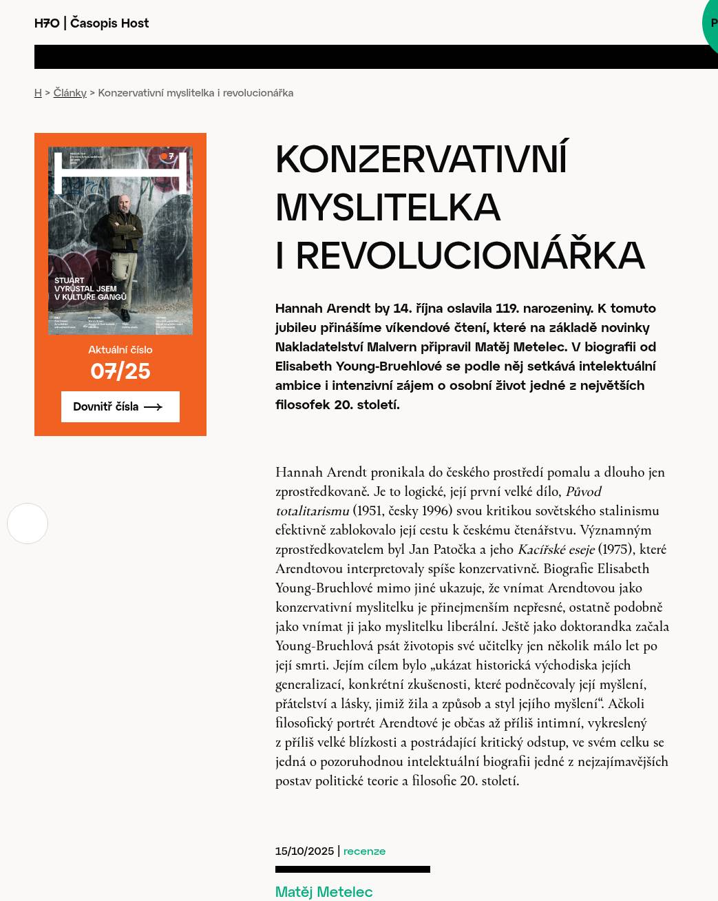 Hannah Arendtová. Intelektuální biografie od Elisabeth Young-Bruehlové