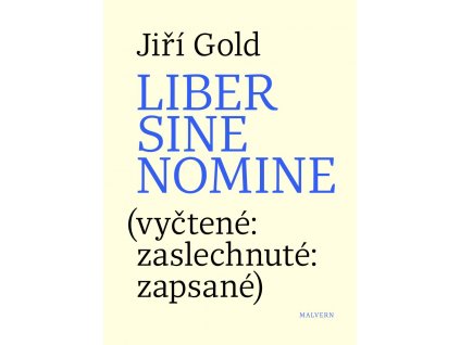 Jiří Gold: Liber sine nomine