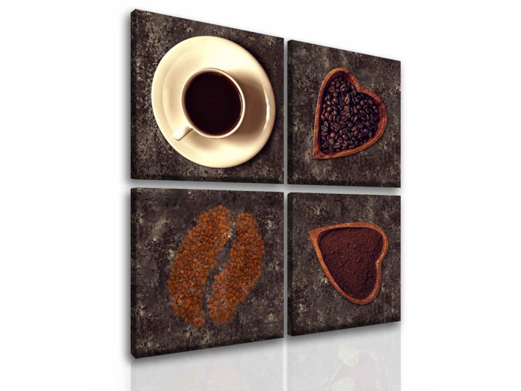 Čtyřdílný obraz miluji kávu (Velikost (šířka x výška) 60x60 cm)