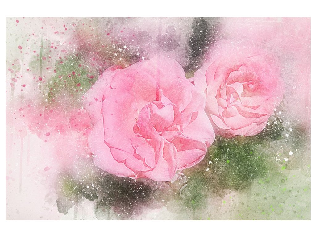 Malovaný obraz - růžové květy (Velikost 60x40 cm)