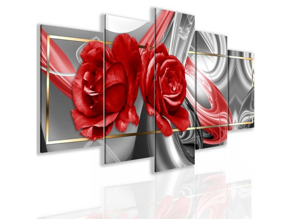 Obraz abstraktní růže šedá (Velikost 100x50 cm)