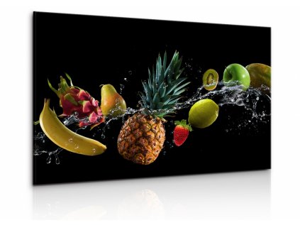 Obraz letící ovoce (Velikost 150x100 cm)