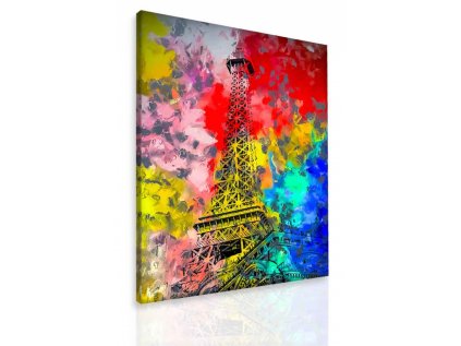 Obraz malovaná Eiffelova věž (Velikost 80x120 cm)