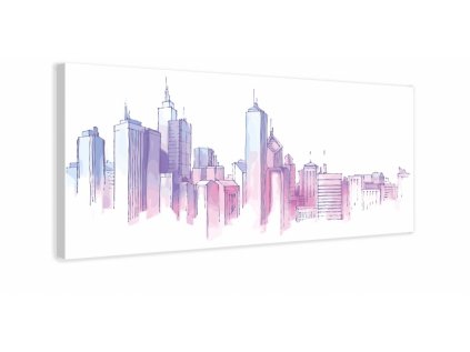 Obraz - Město barevné skvrny (Velikost 140x70 cm)