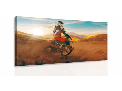 Obraz - Motorkář v poušti (Velikost 140x70 cm)
