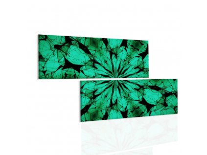 Obraz zelené paprsky mandaly (Velikost 200x110 cm)
