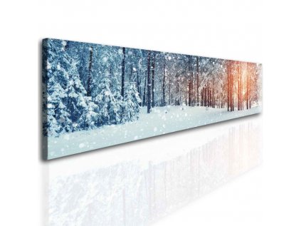 Panoramatický les v zimě (Velikost 180x45 cm)
