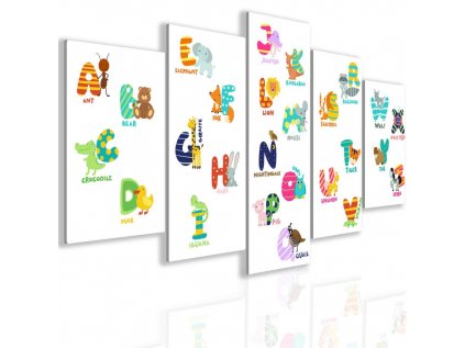 Pětidílný obraz angličtina pro děti (Velikost 100x50 cm)