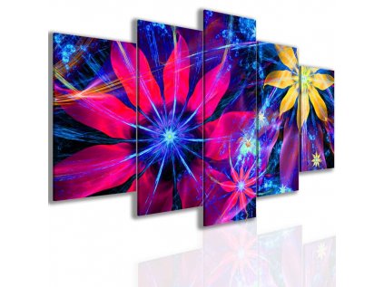 Pětidílný obraz fantastické květy (Velikost 100x50 cm)