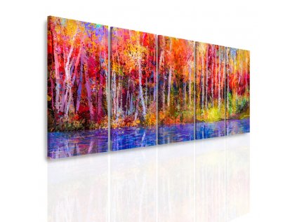Vícedílný obraz - Barevný les (Velikost 150x60 cm)