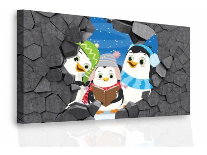 Obraz na stěnu - tučňáci (Velikost 120x80 cm)