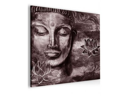 Abstraktní obraz fialovo hnědý Buddha (Velikost (šířka x výška) 80x80 cm)