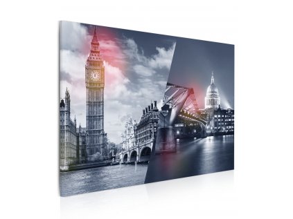 Obraz Černobílá koláž Londýna (Velikost 90x60 cm)