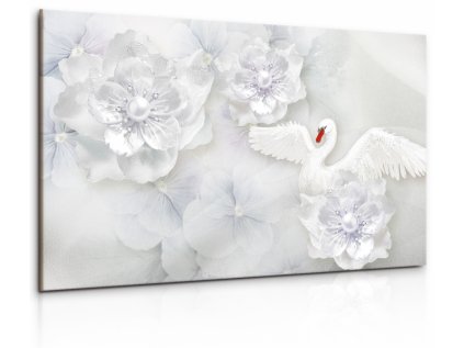 Obraz Labutí květinový ráj (Velikost 90x60 cm)