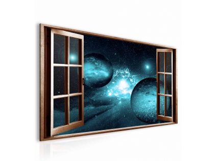Obraz okno safírová galaxie (Velikost (šířka x výška) 90x60 cm)