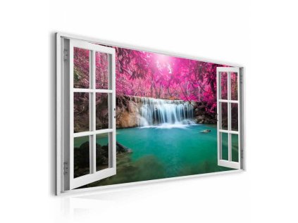 Obraz okno vodopád v Thajsku (Velikost (šířka x výška) 90x60 cm)