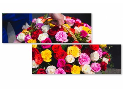 Atypický obraz koš růží (Velikost (šířka x výška) 80x40 cm)