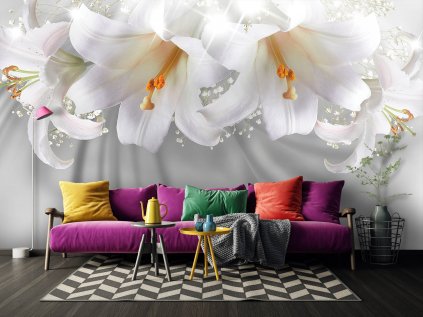 3D bílé květiny shutterstock 1788308075 interier