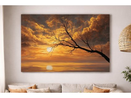 Obraz Zlatý minimalistický strom v reliéfu