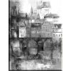 Obraz snové pražské panoráma - černobílé (Velikost (šířka x výška) 75x30 cm)