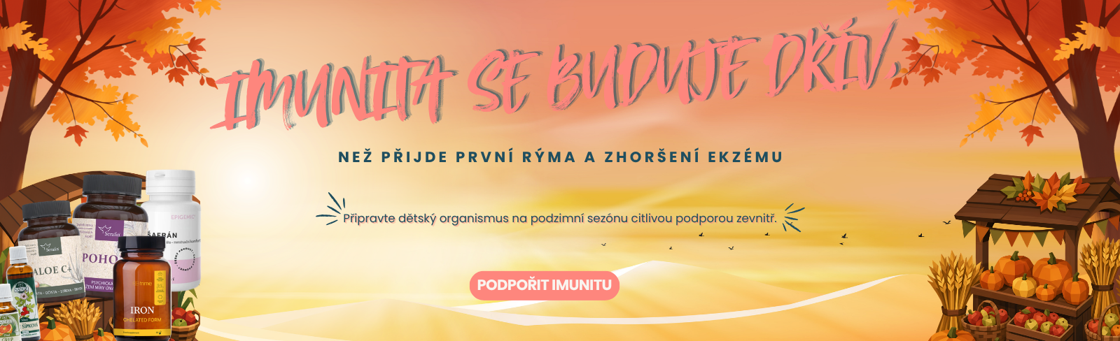 Podpora imunity dětí a atopiků na podzim – vitamíny, bylinné tinktury a přírodní doplňky značek Epigemic, Serafin, Naděje, Trime a MycoMedica.