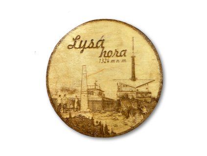 Dřevěný podtácek s motivem Lysé hory