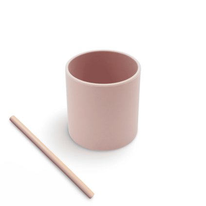 Silikónový pohárik so slamkou - Powder Pink