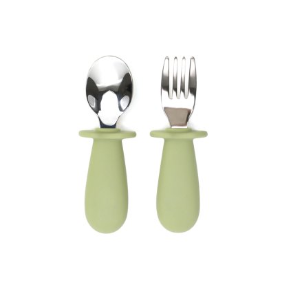 Kovový príbor pre bábätká - Pale Olive
