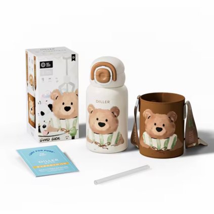 Diller – detská termofľaša so slamkou, 520 ml - Macko