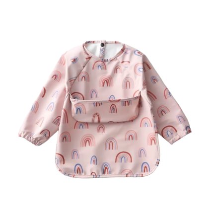 Nepremokavý detský podbradník s rukávmi – Dúha