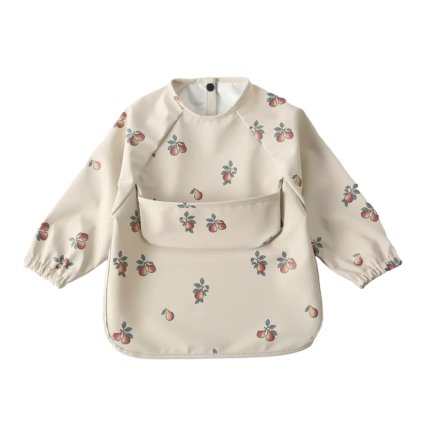 Nepremokavý detský podbradník s rukávmi – Hrušky