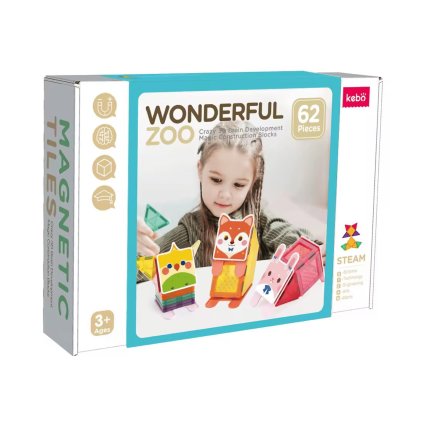 Magnetická stavebnica ZOO - 62 ks