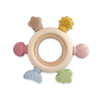 Kombinované hryzadlo - Koliesko - Pastel Beige