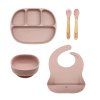 Silikónový jedálenský set pre deti 5-dielny KLASIKA - Powder Pink