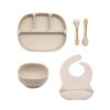 Silikónový jedálenský set pre deti 5-dielny KLASIKA - Pastel Beige