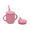 Silikónový učiaci pohárik 3v1 – s náustkom a slamkou – Old Rose