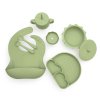 Silikónový jedálenský set pre deti DÚHA - Pale Olive