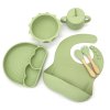 Silikónový jedálenský set pre deti 6-dielny DÚHA - Pale Olive