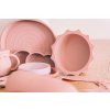 Silikónový jedálenský set pre deti DÚHA - Powder Pink