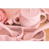 Silikónový jedálenský set pre deti DÚHA - Powder Pink