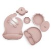 Silikónový jedálenský set pre deti DÚHA - Powder Pink