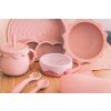 Silikónový jedálenský set pre deti DÚHA - Powder Pink