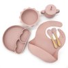 Silikónový jedálenský set pre deti DÚHA - Powder Pink