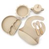 Silikónový jedálenský set pre deti DÚHA - Pastel Beige